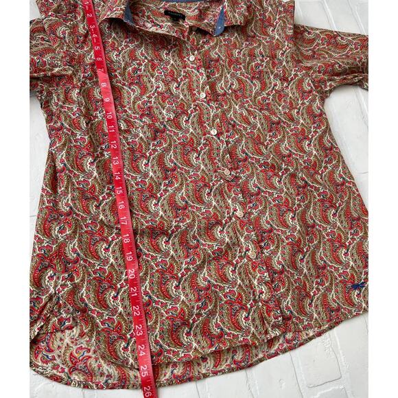 Talbots Women's Pink and Blue Paisley Print Cotton Button Down Top-sz 12 - Picture 5 of 6